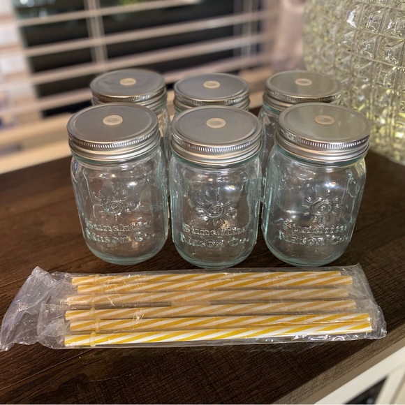 Sunshine Mason Co. 6 Drinking Jars with Straws & Lids - Picture 8 of 15